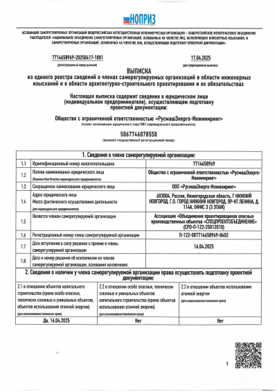 Выписка СРО